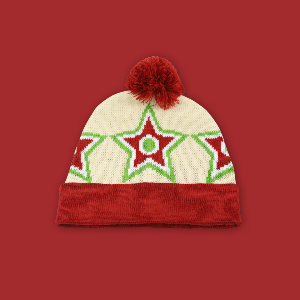 White & Red Partisan Liverpool Bobble Hat Grey